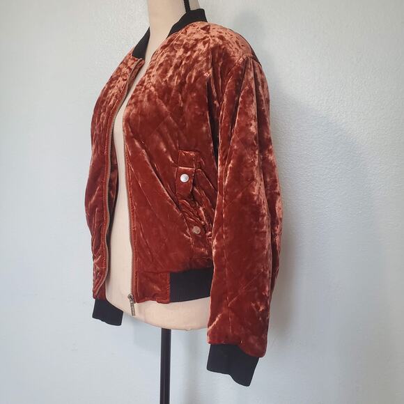 Collection B New York Velour Bomber Quilted Jacket - Size S - Picture 2 of 9